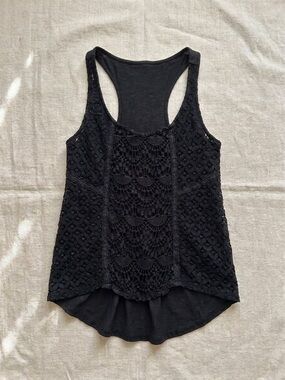 Mudd Black Crochet Racerback Tank